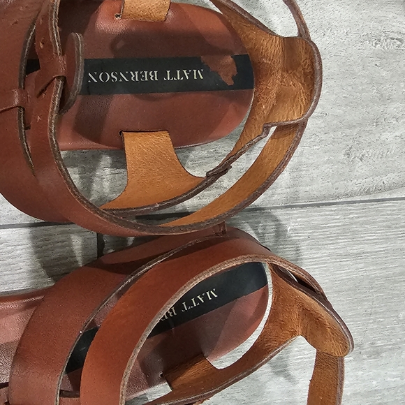 MATT BERNSON Brown Leather Studded Gladiator Sandals 7M - Picture 6 of 8